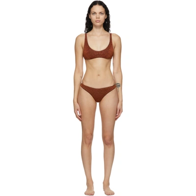 Oseree Lumiere Colore Sporty Bikini In Brown