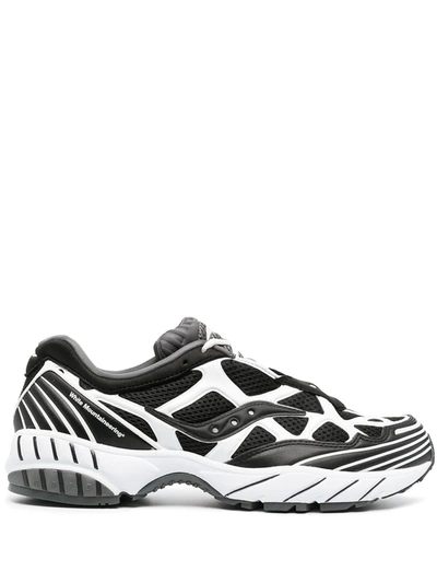 Saucony White Mountaineering Grid Web Sneakers In Black