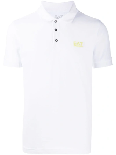 Ea7 Logo Patch Polo Shirt In White