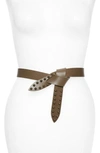 Isabel Marant Lelo Studded Leather Belt In Khaki