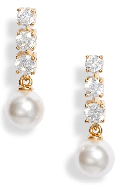 Nadri Camila Imitation Pearl & Cubic Zirconia Drop Earrings In Gold