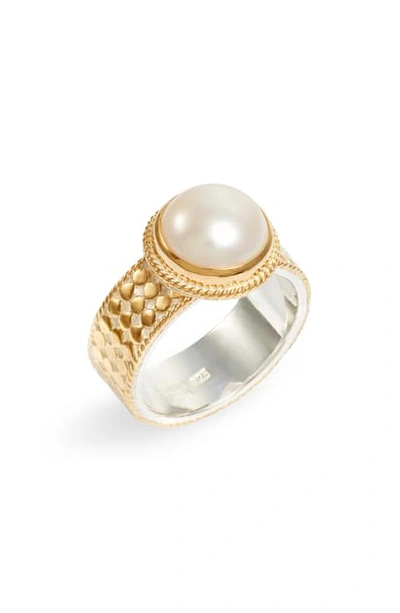 Anna Beck Genuine Pearl Band Ring In Gold/ Pearl