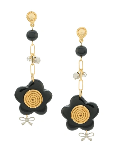 Amir Slama Flower Earrings In Black