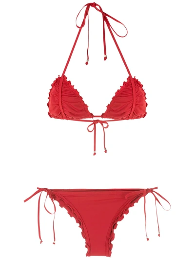 Amir Slama Ripple Effect Bikini Set In Red