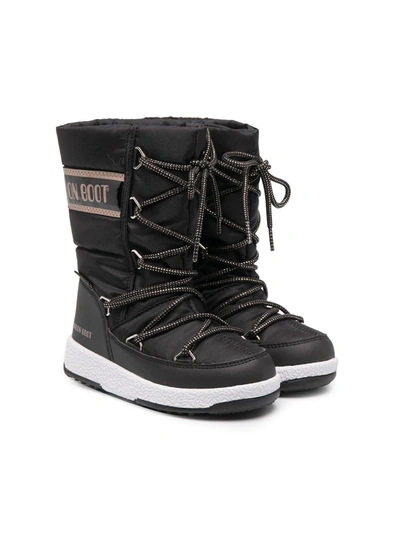 Moon Boot Teen Quilted Snow Boots In Black