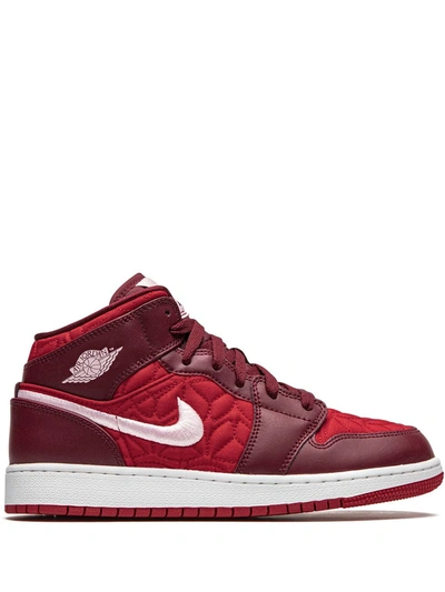 Jordan Air  1 Mid Se Big Kids' Shoe In Gym Red,dark Beetroot,white,pink Foam