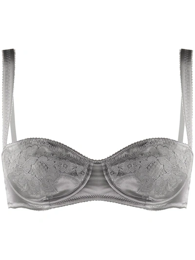 Dolce & Gabbana Lace-embellished Balconette Bra In Grey