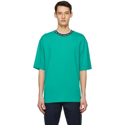 Acne Studios Extorr Logo T-shirt In Green Viscose In Fern Green