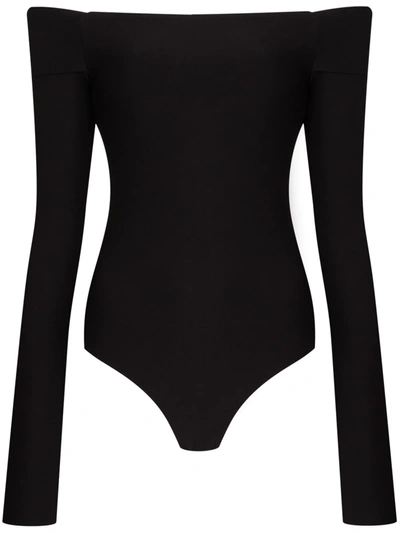 Alix Nyc Addison Off-the-shoulder Bodysuit In Schwarz