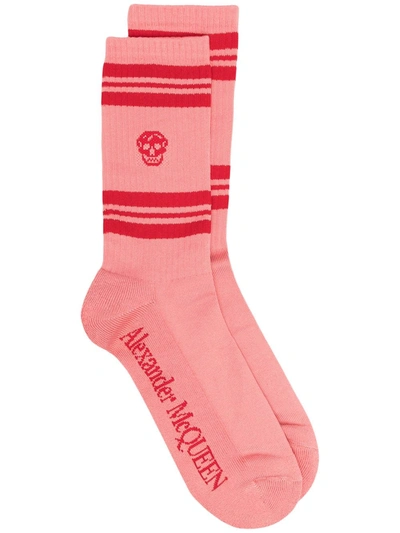 Alexander Mcqueen Skull Motif Sport Socks In Red