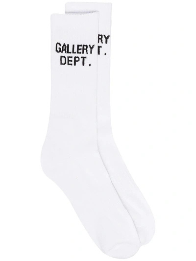 Gallery Dept. Logo Print Ribbed Socks In White