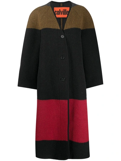 Colville Colour-block Cardi Coat In Brown