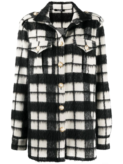 Amen Oversize Checked Knitted Shirt In Black