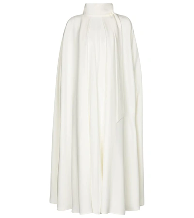 Valentino Tie-detailed Cape-effect Silk-cady Midi Dress In Ivory