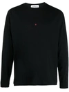 Stone Island Cotton Blend Tipped Regular Fit Long Sleeve Polo Shirt In Black