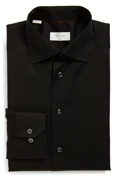 Eton Diagonal Twill Slim Fit Shirt In Black