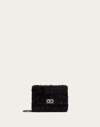 Valentino Garavani Small Rockstud Spike Xiangao Fur Bag In Black