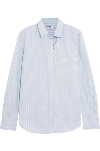 Frame Boyfriend Striped Cotton-poplin Shirt In Sky Blue