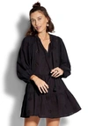 Seafolly Beach Edit Embroidery Tiered Cover-up Dress In Black