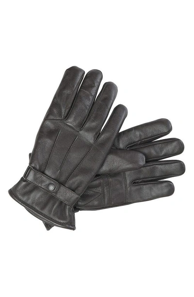 Barbour Burnished Leather Thinsulate Gloves Dark Brown