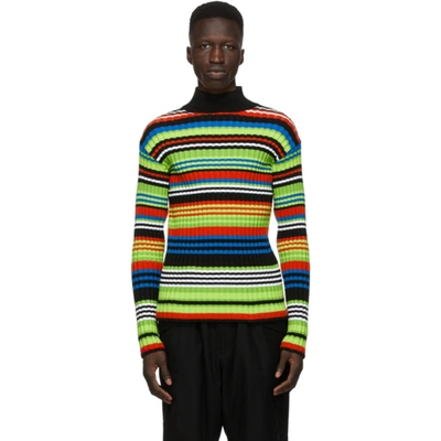 Agr Ssense Exclusive Multicolor Striped Turtleneck In Grn/yel/blu