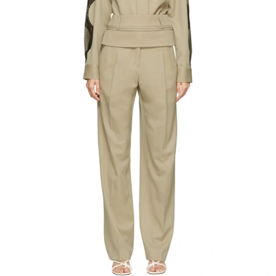 Christopher Esber Beige Double Belted Trousers In Stone
