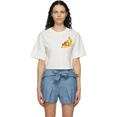3.1 Phillip Lim / フィリップ リム Embroidered Cropped T-shirt In Of101 Offwh