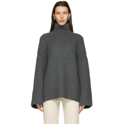 Nanushka Grey Raw Turtleneck In Charcoal