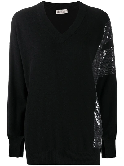 Colombo Sequin-embellished Cashmere Jumper In Black