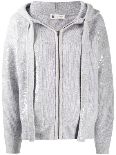 Colombo Sequin-embellished Cashmere Hoodie In Grey