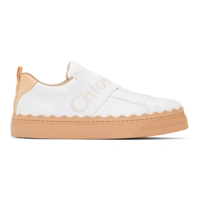 Chloé White & Pink Lauren Slip-on Sneakers In 6l0 Coral