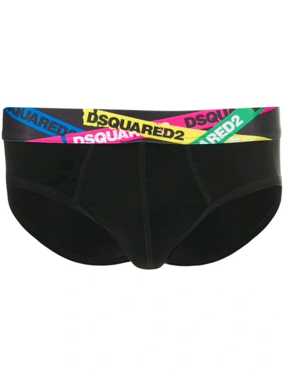 Dsquared2 Logo Tape Waistband Briefs In Black