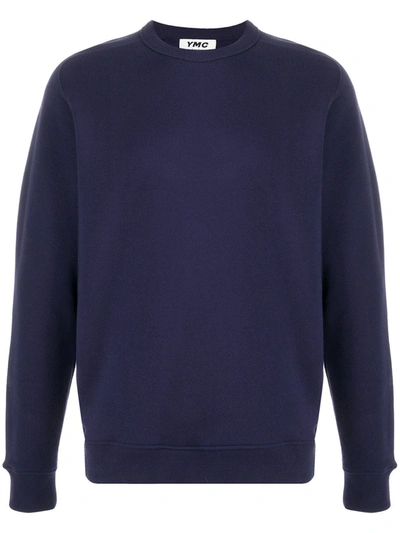 Ymc You Must Create Crew-neck Cotton Sweatshirt In Blue
