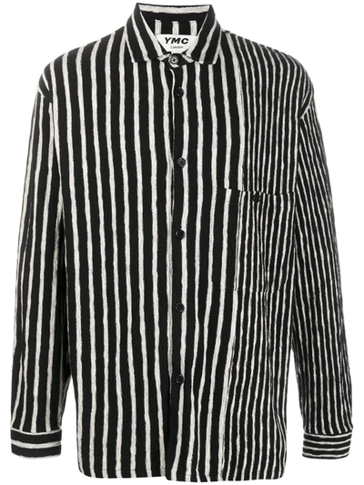 Ymc You Must Create Vertical-stripes Long-sleeve Shirt In Black