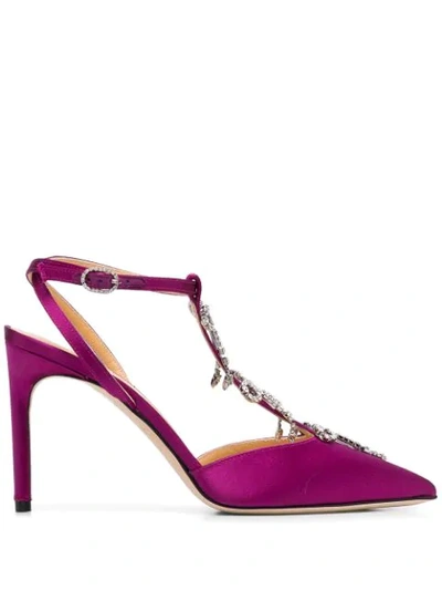 Giannico Merry Sandals In Fuxia Satin In Pink