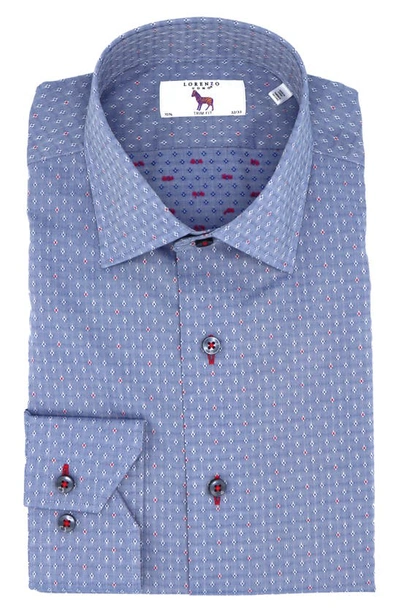 Lorenzo Uomo Trim Fit Diamond Dress Shirt In Slate Blue