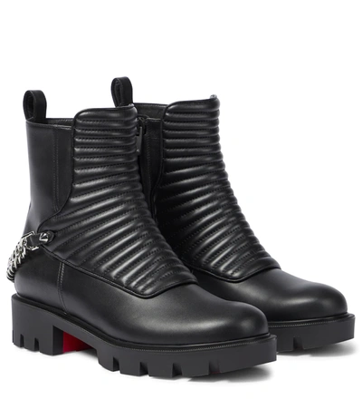 Christian Louboutin Maddic Max Chain-embellished Quilted Leather Ankle Boots In Black