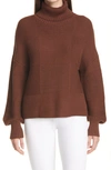Staud Benny Paneled Ribbed-knitted Turtleneck Sweater In Bark
