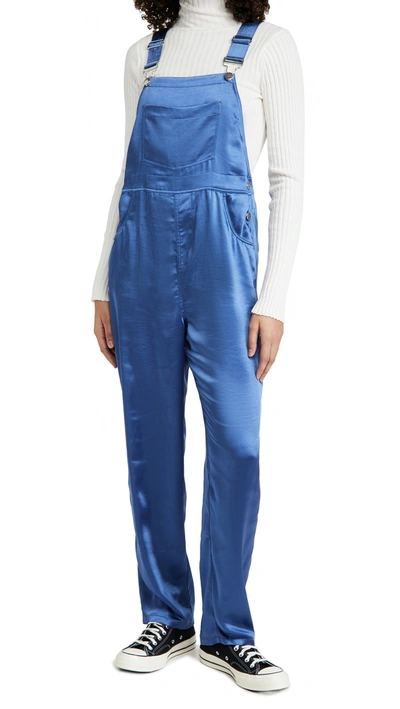 Weworewhat Basic Sateen Overalls In Blue