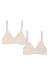 On Gossamer 2-pack Cabana Cotton Bralettes In Blush