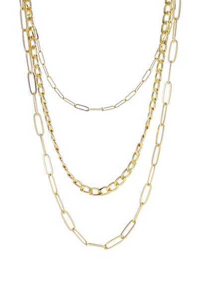 Panacea Link Triple Layer Chain Necklace In Gold