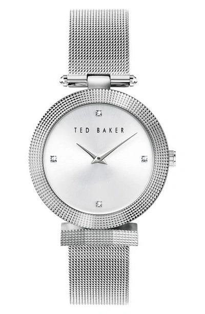 Ted Baker Bow Mesh Strap Watch, 36mm In Silver