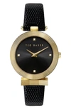 Ted Baker Bow Leather Strap Watch, 36mm In Black/ Gold