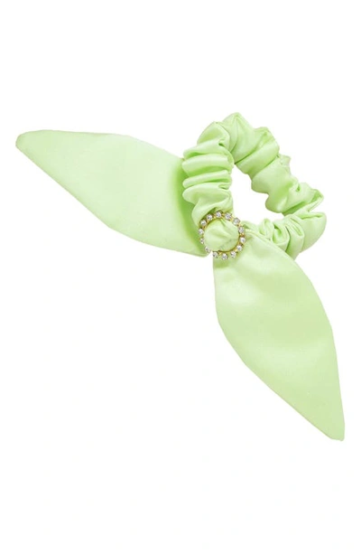 Ettika Bow Crystal Scrunchie In Green