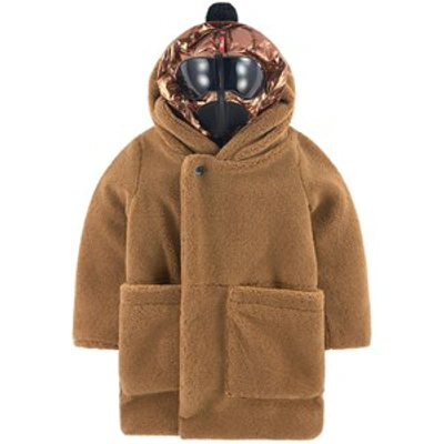 Ai Riders On The Storm Kids'  Fleece Hooded Coat In Brown