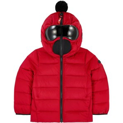 Ai Riders On The Storm Kids'  Down And Feather Jacket With Built-in Goggles In Red