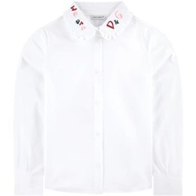 Dolce & Gabbana Kids' White Branded Poplin Shirt