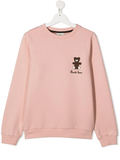 Fendi Kids' Bear-print Sweatshirt In Pink