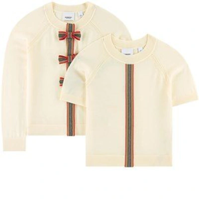 Burberry Wool Cardigan And Pullover In Cream