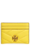 Tory Burch Kira Chevron Leather Card Case In Limone